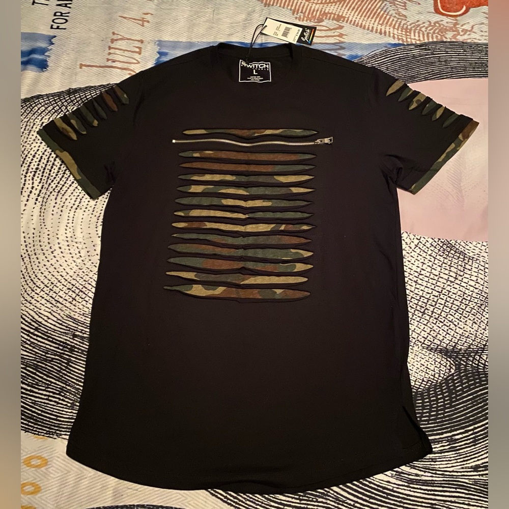 Black and Camouflage Men Shirt